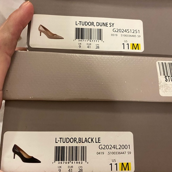 Franco Sarto kitten pump black leather and nude patent leather - Picture 7 of 9